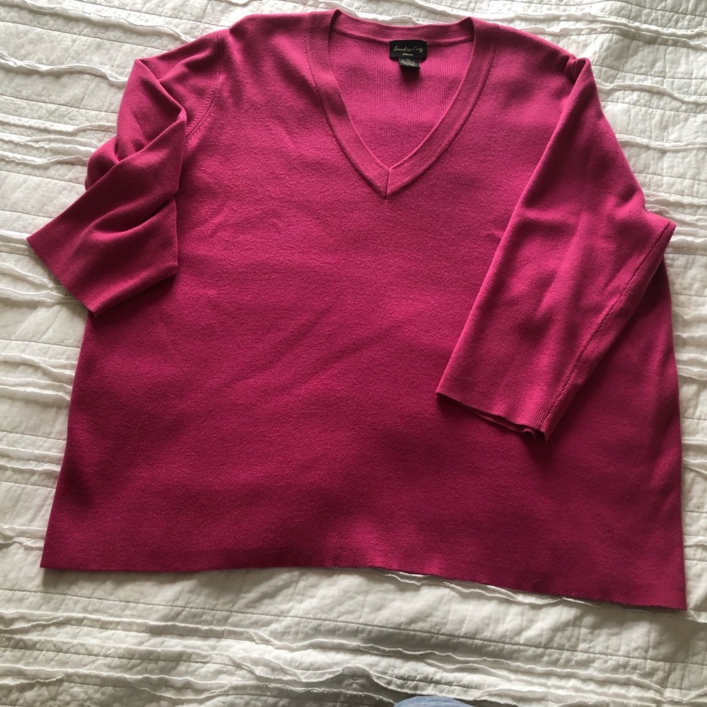 Pretty Pink V-Neck Plus Size Sweater